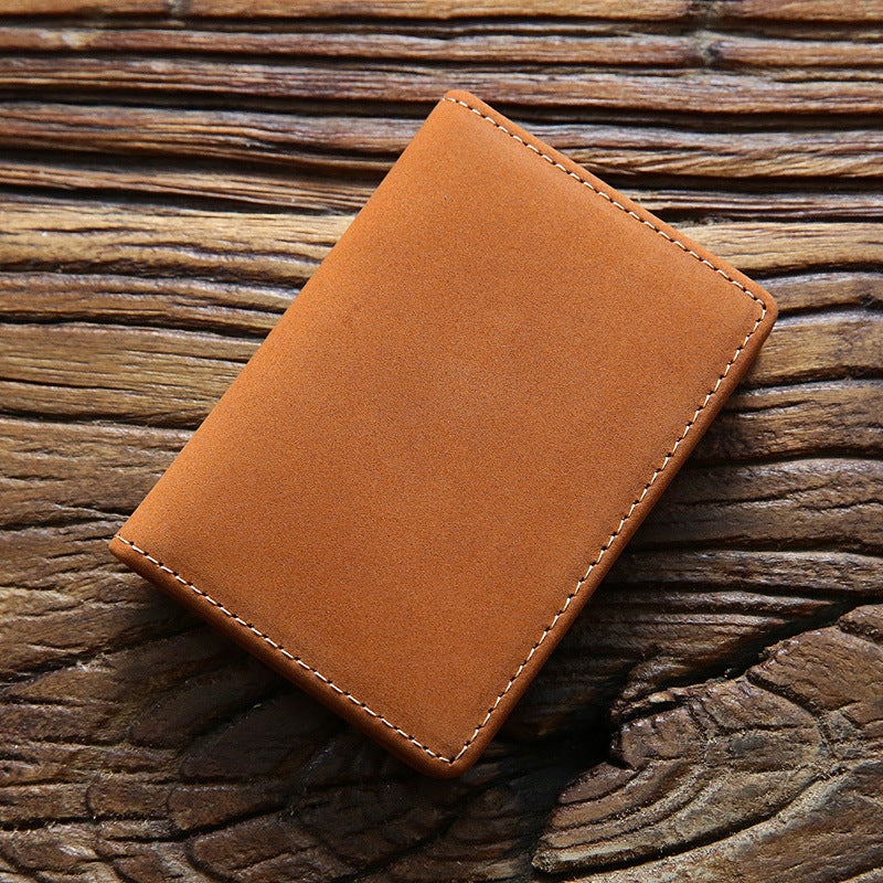 Men's Horse First Layer Cowhide Bank Short Genuine Card Holder