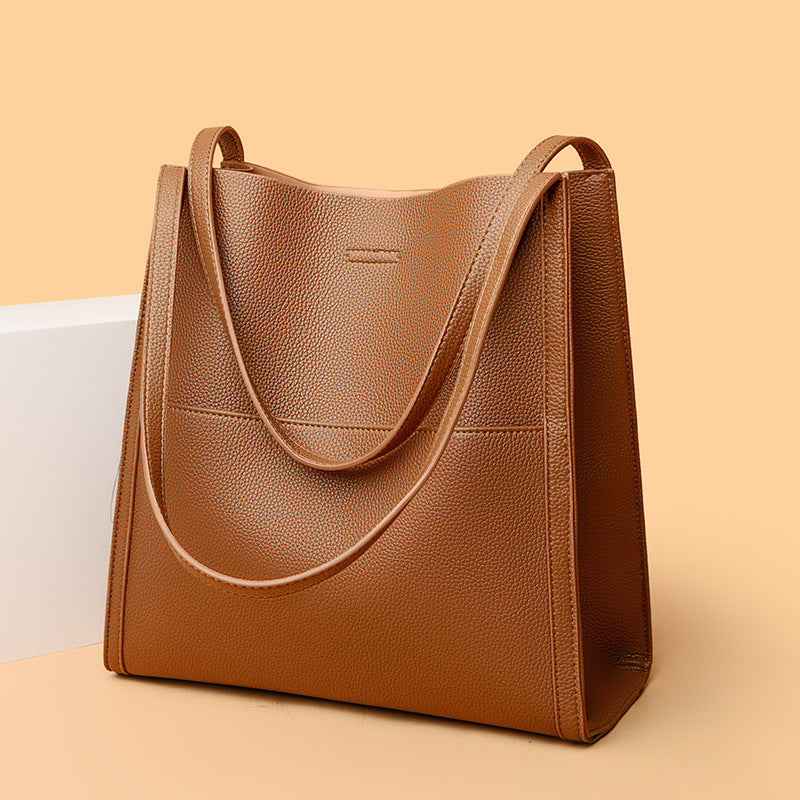 Women's Soft Leather Simple High-grade Large Capacity Shoulder Bags