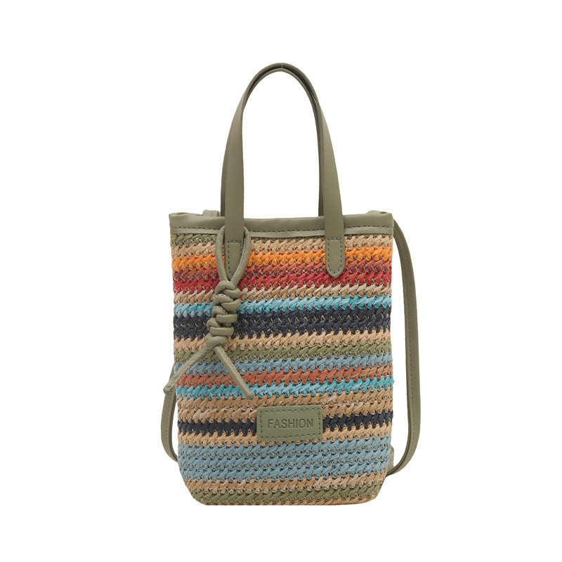 Women's Straw Woven Trendy Unique Fashionable Stylish Color Small Square Bags