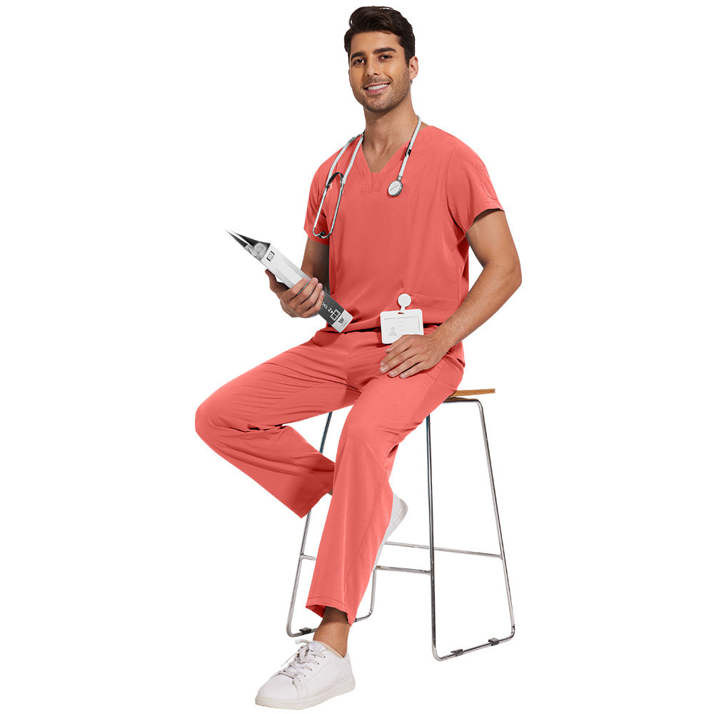 Men's Solid Color Thin Casual Comfortable Short-sleeved Trousers Uniform