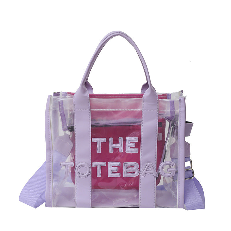 Women's Fashion Transparent Letter Beach Large Capacity Bags