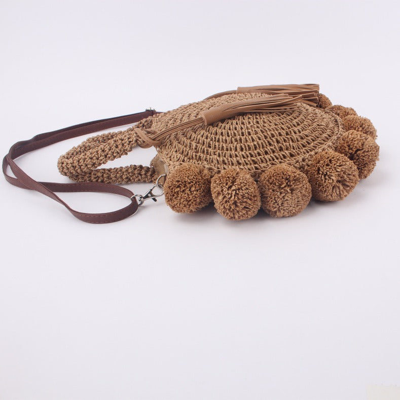 Vacation Beach Woven Round Ball Portable Crossbody Bags