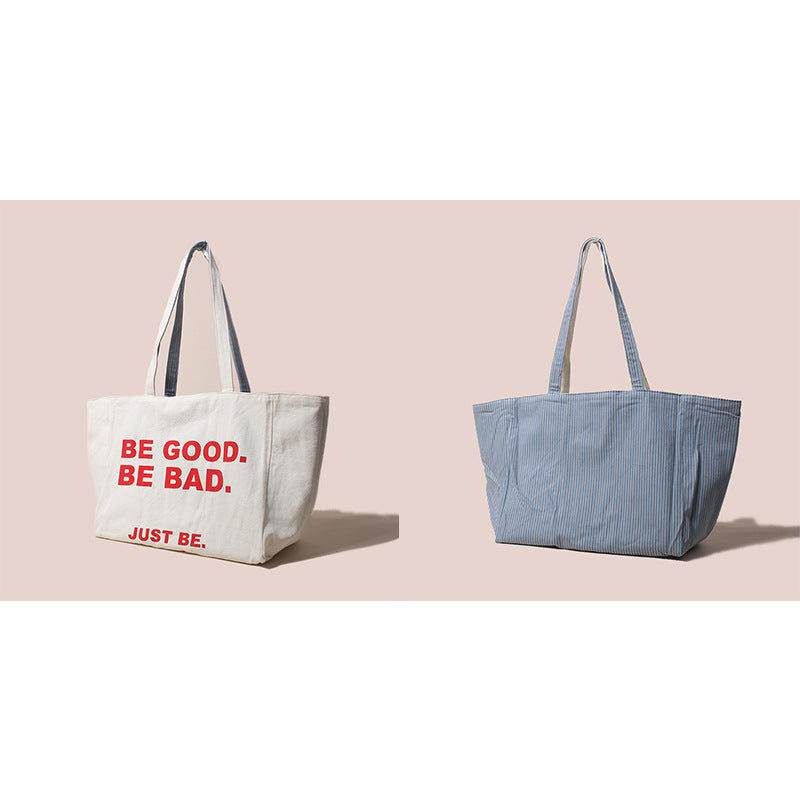 Capacity Double-sided Thick Canvas Female Dumpling Women's Shoulder Bag