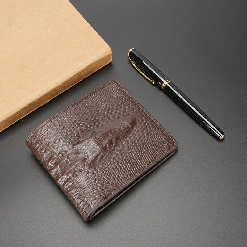 Men's Short Crocodile Pattern Thin Retro Men's Wallet