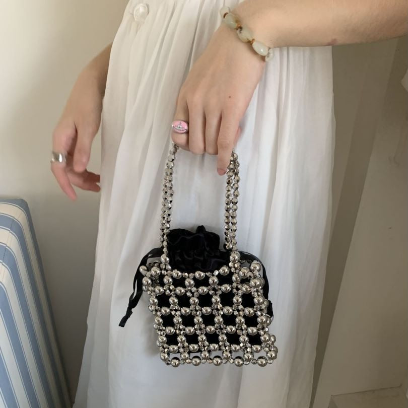 Gate Material Handmade Woven Hollowed Beaded Handbags