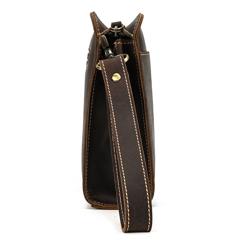 Men's Crazy Horse Leather Vintage First Layer Cowhide Large Men's Handbags