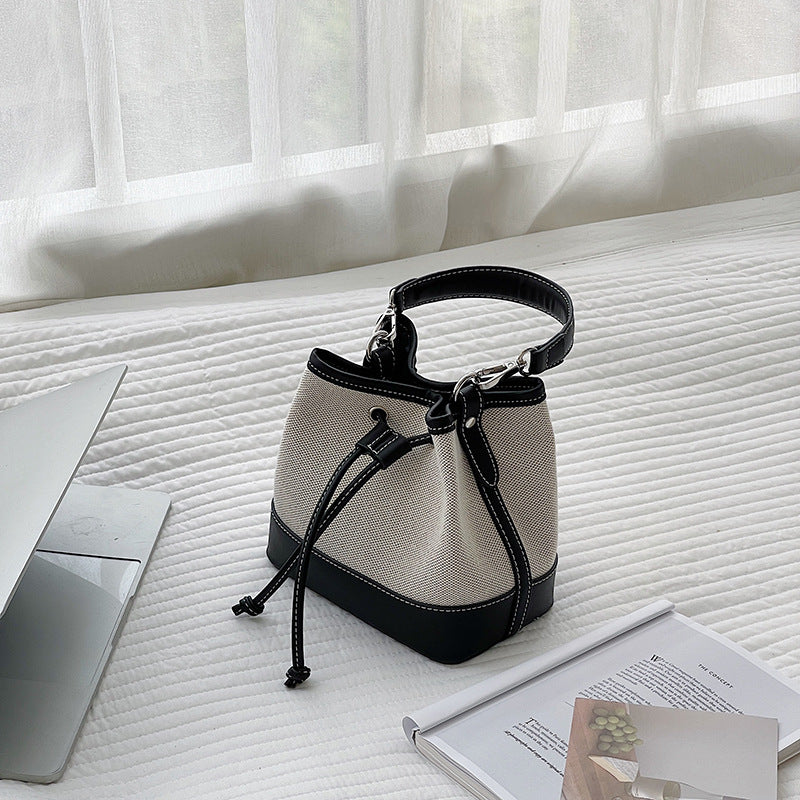 Women's Korean Style Canvas Artistic Stitching Design Crossbody Bags