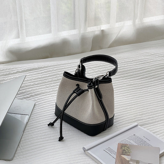 Women's Korean Style Canvas Artistic Stitching Design Crossbody Bags