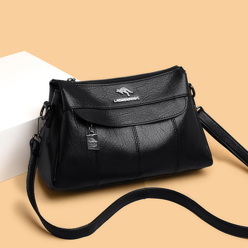 Women's Fashion Solid Color Soft Leather Large Shoulder Bags