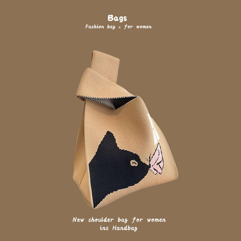 Women's Hand Carrying Box Lunch Contrasting Color Bucket Bags