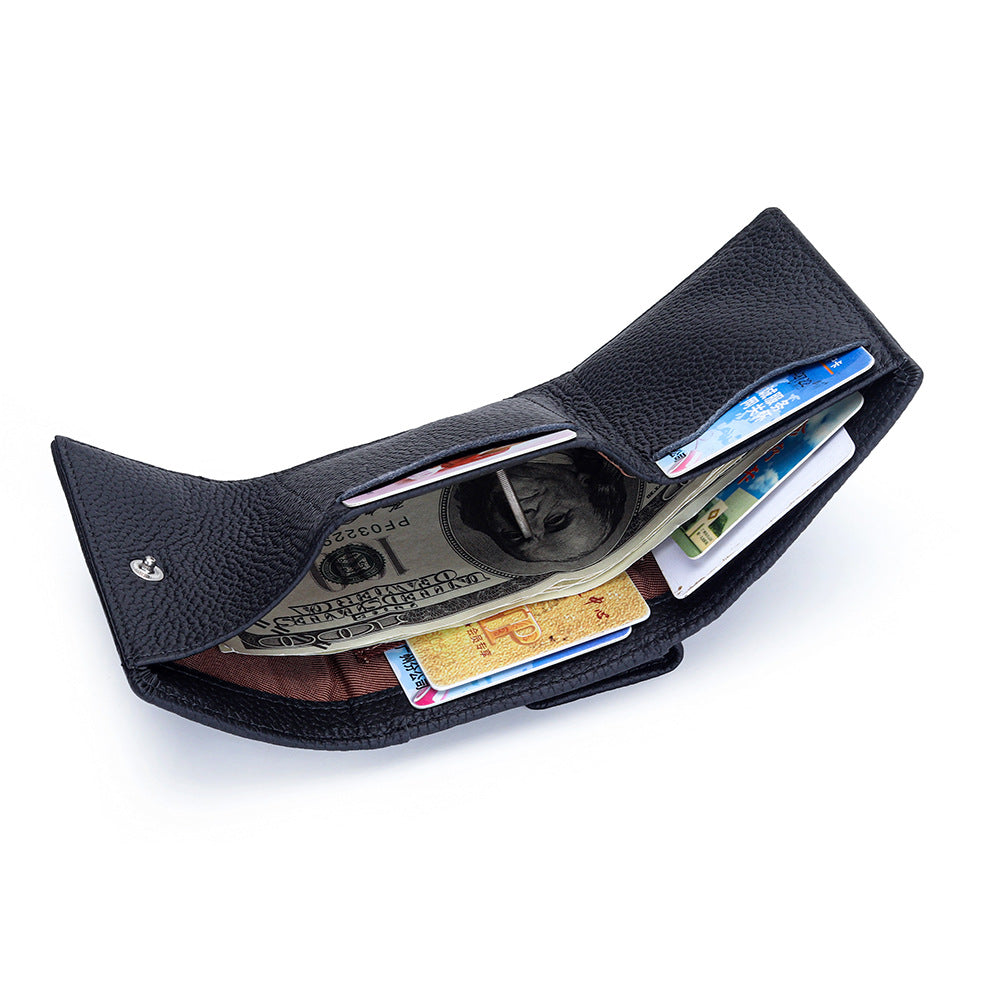 Women's First Layer Cowhide Short Genuine Leather Fashion Style Mini Ladies Wallet