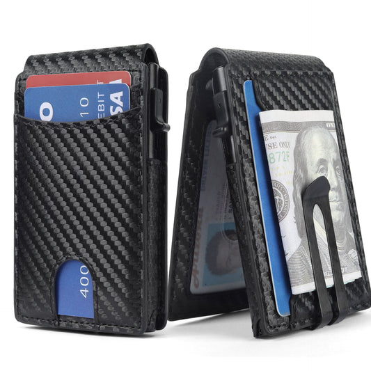 Men's Flip Automatic Pinball Genuine Leather Credit Card Holder