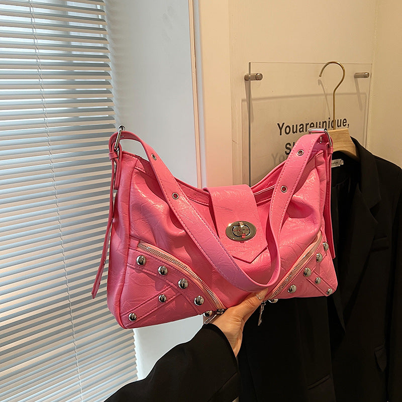 Women's Large Capacity Hot Retro Underarm Motorcycle Tote Bags