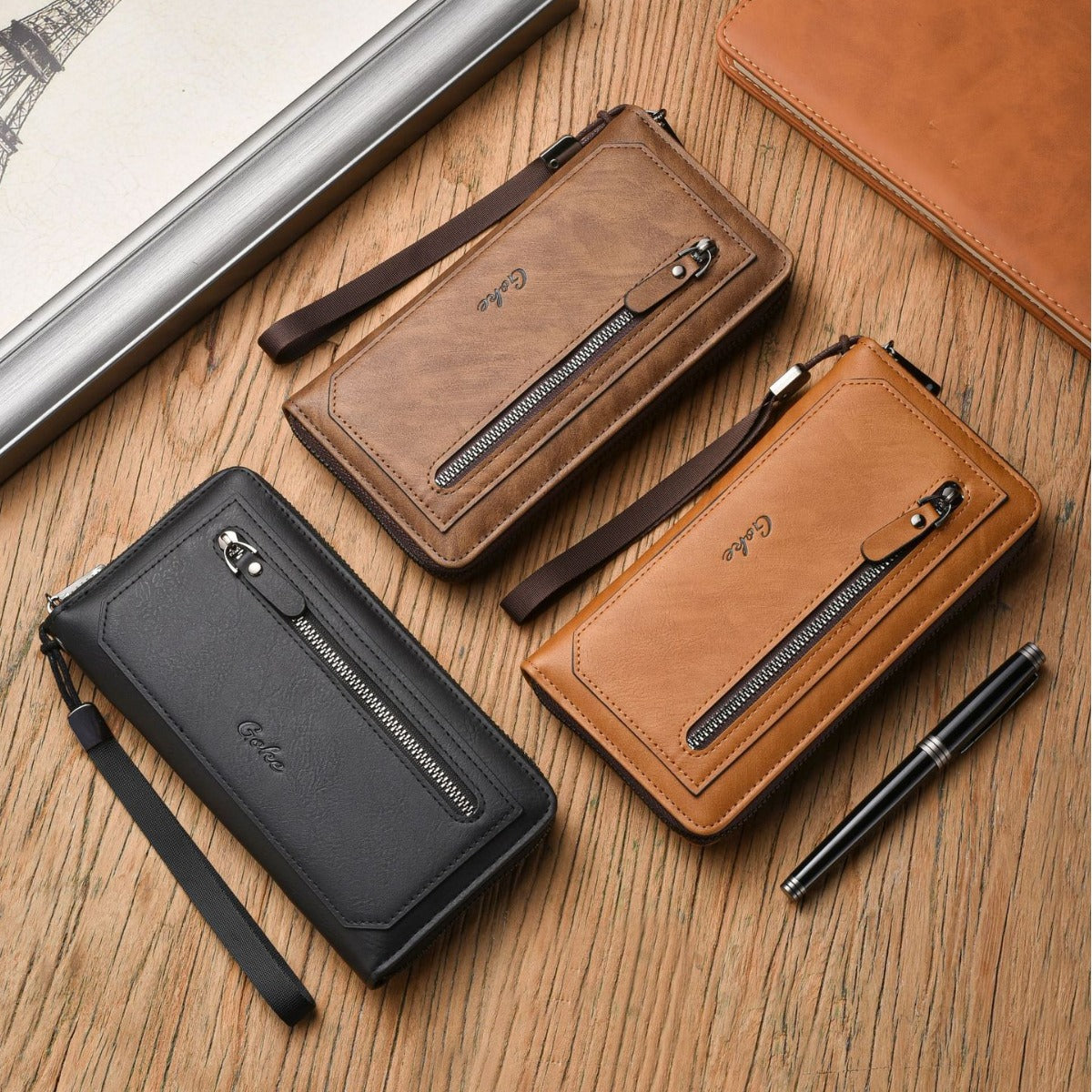 Men's Long Large Capacity Multiple Slots Zipper Document Men's Wallet