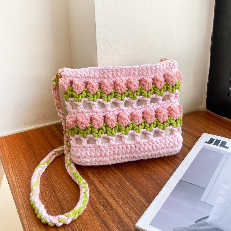 Tulip Hand-woven Material Homemade Summer Dopamine Bags