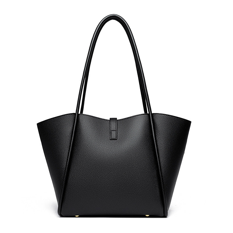 Women's Simple Large Capacity Totes Trendy Leather Shoulder Bags