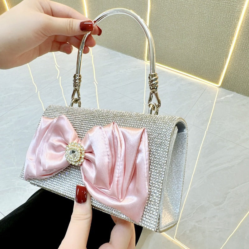 Retro Full Diamond Bow Chain Dinner Bags