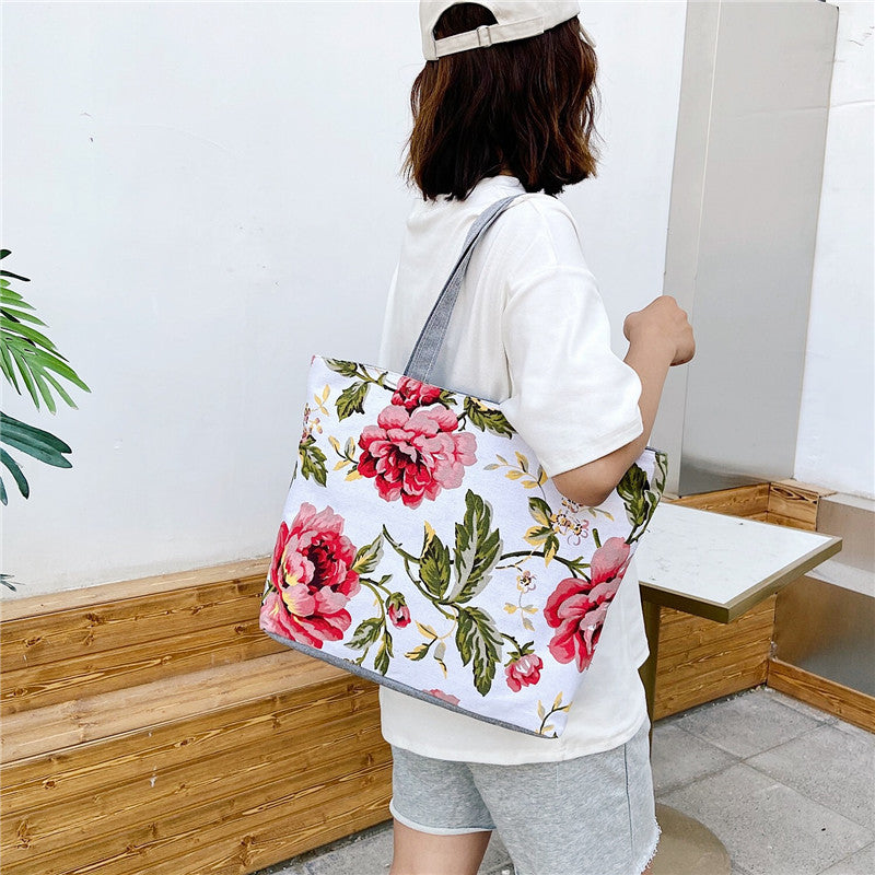 Women's Canvas Large Capacity Printed Korean Style Women's Shoulder Bag