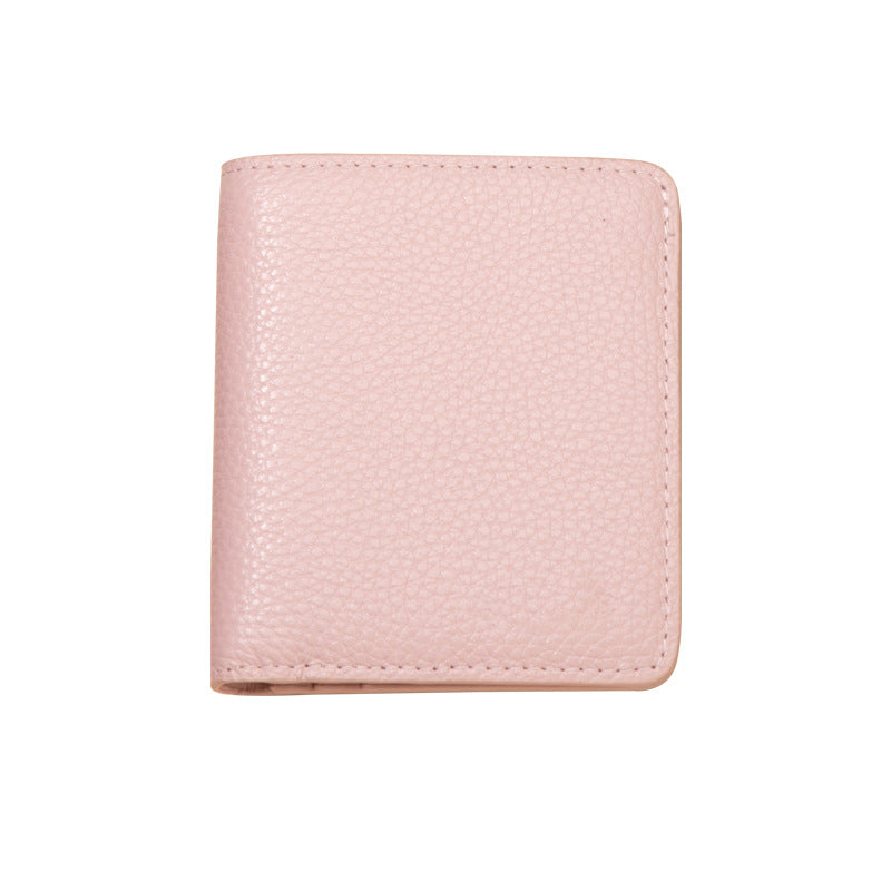 Genuine Leather Swiping Short Multiple Slots Ladies Wallet