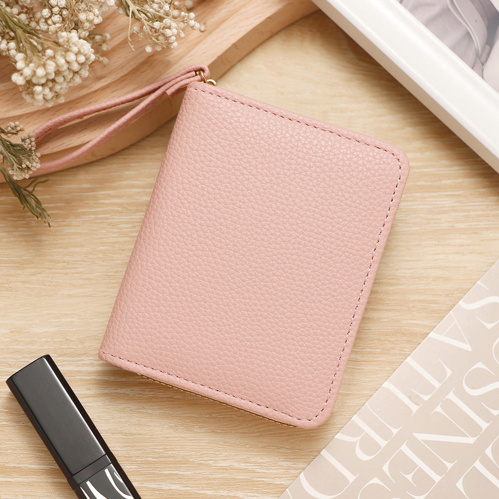 Women's Solid Color Lychee Pattern Large Capacity Ladies Wallet