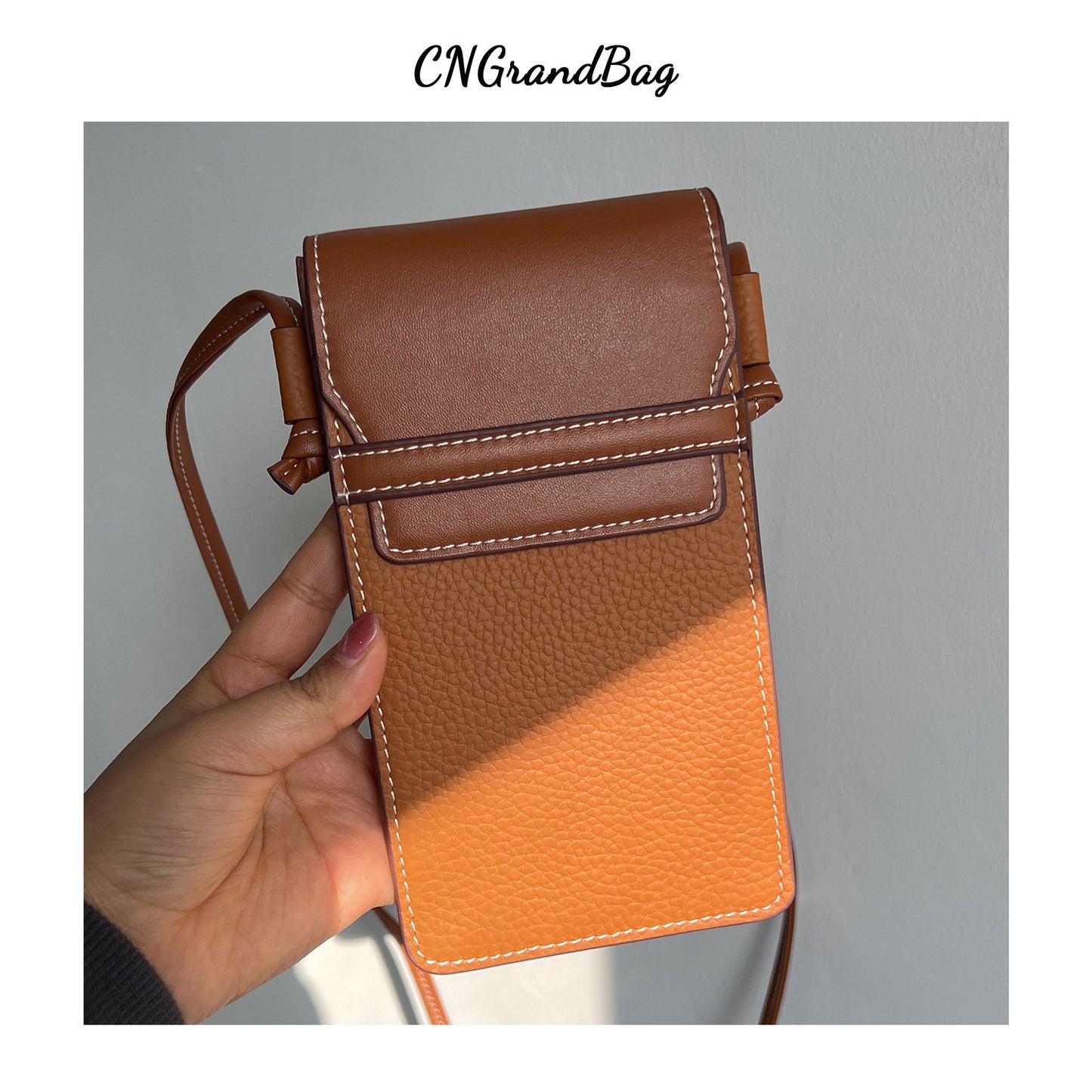 Real Leather Simple Vertical Single Mobile Female Fashion Phone Bags