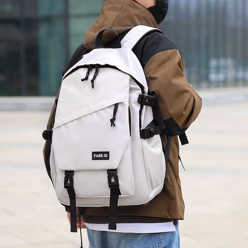 Men's Style Korean High College Trend Solid Backpacks