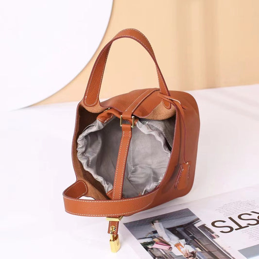 Women's Vegetable Basket Design First Layer Cowhide Large Handbags