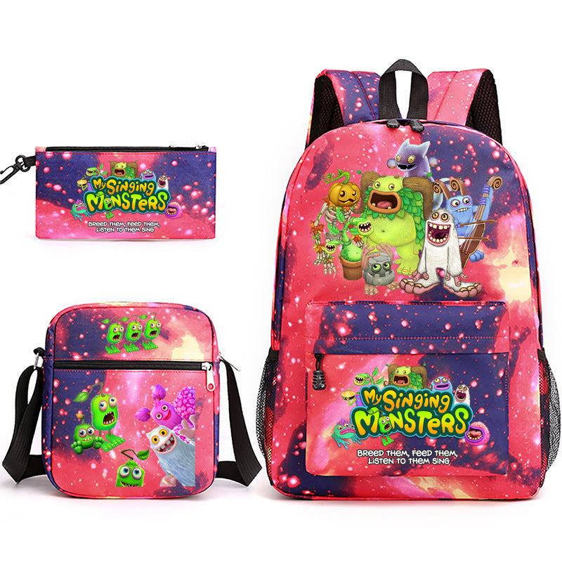 Game Monster Concert Pencil Three-piece Set Backpacks