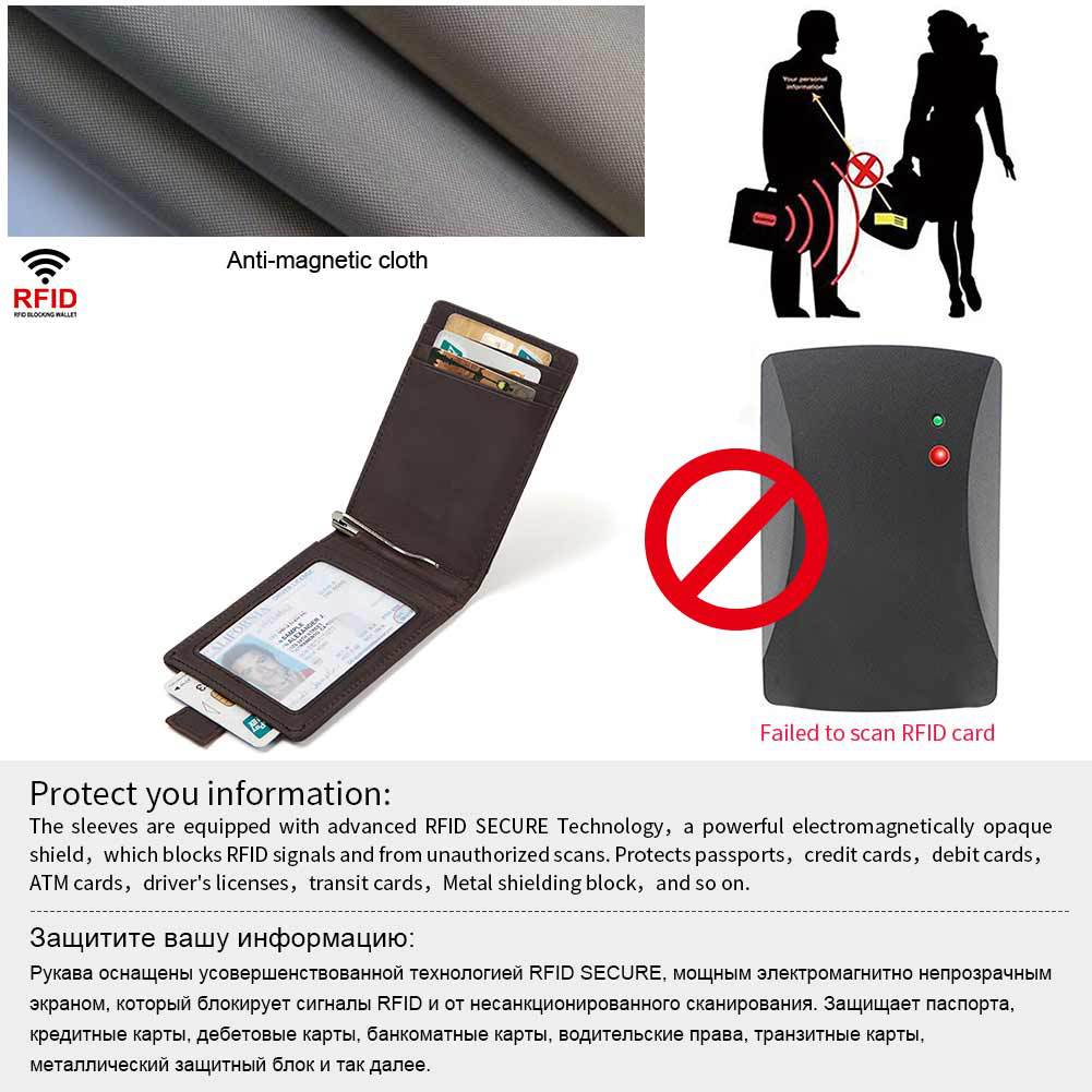 Men's Crazy Horse Leather Beauty Gold Clip Ladies Wallets