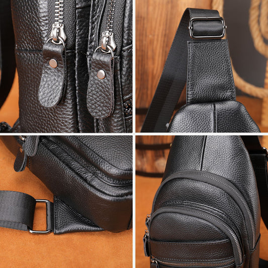 Men's Versatile Popular Leather Slanted Cowhide Men's Chest Bags