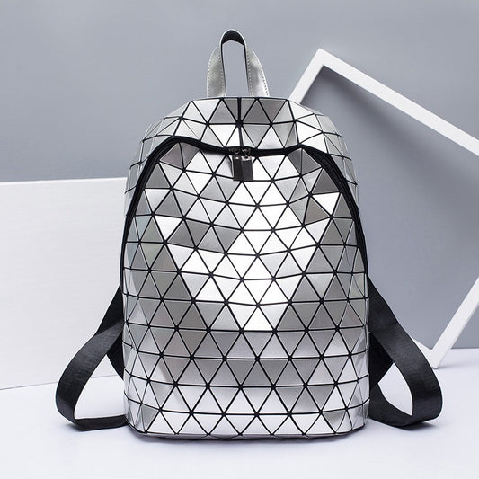 Women's Geometric Luminous Sequined Unisex Rhombus Preppy Backpacks