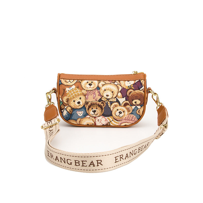 Women's Bear Attachment Fashion Underarm Commuter Niche Crossbody Bags