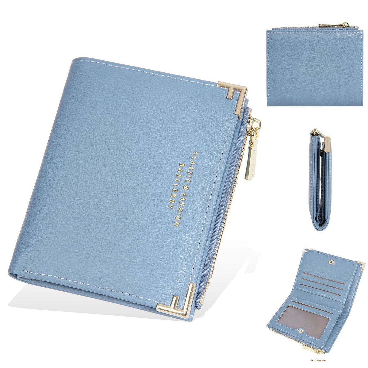 Women's Short Simple Two-fold Zipper Fashion Ladies Wallet