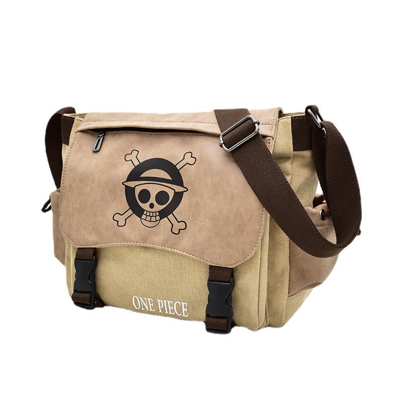 One Piece Male Tuition Green Cartoon Men's Messenger Bags