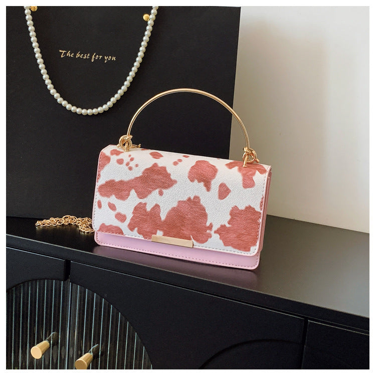 Women's Fashionable Printing Summer Large Capacity Cows Pattern Chain Portable Bags
