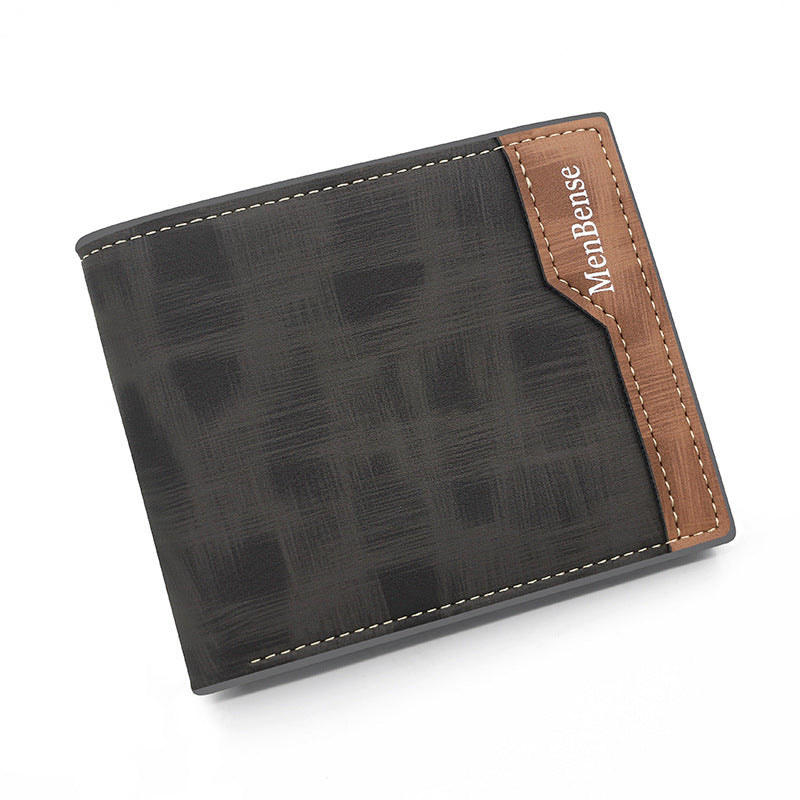 Men's Short Color Block Matte Multiple Slots Men's Wallet