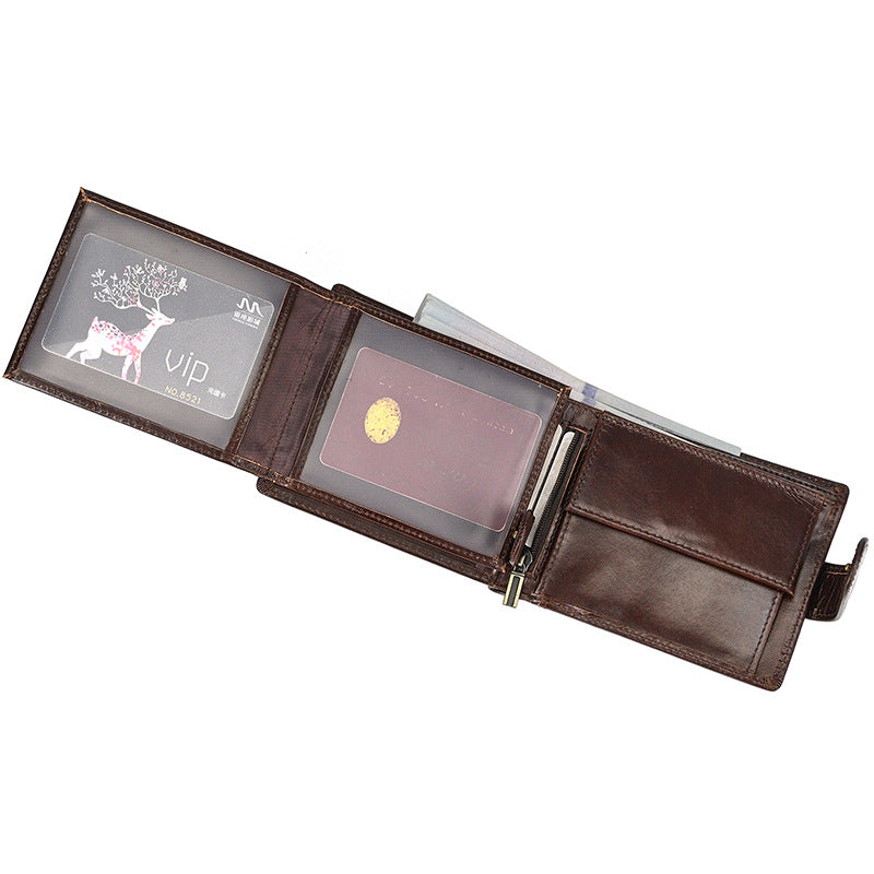 Multiple Slots First Layer Cowhide Oily Bags