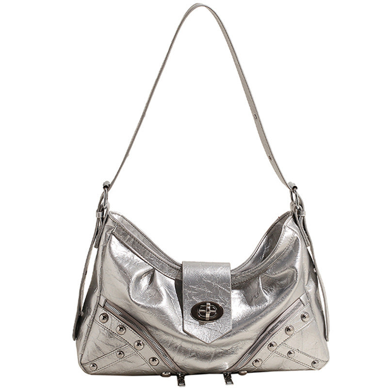 Retro Personality Motorcycle Fashion Large Capacity Rivet Western Armpit Bags