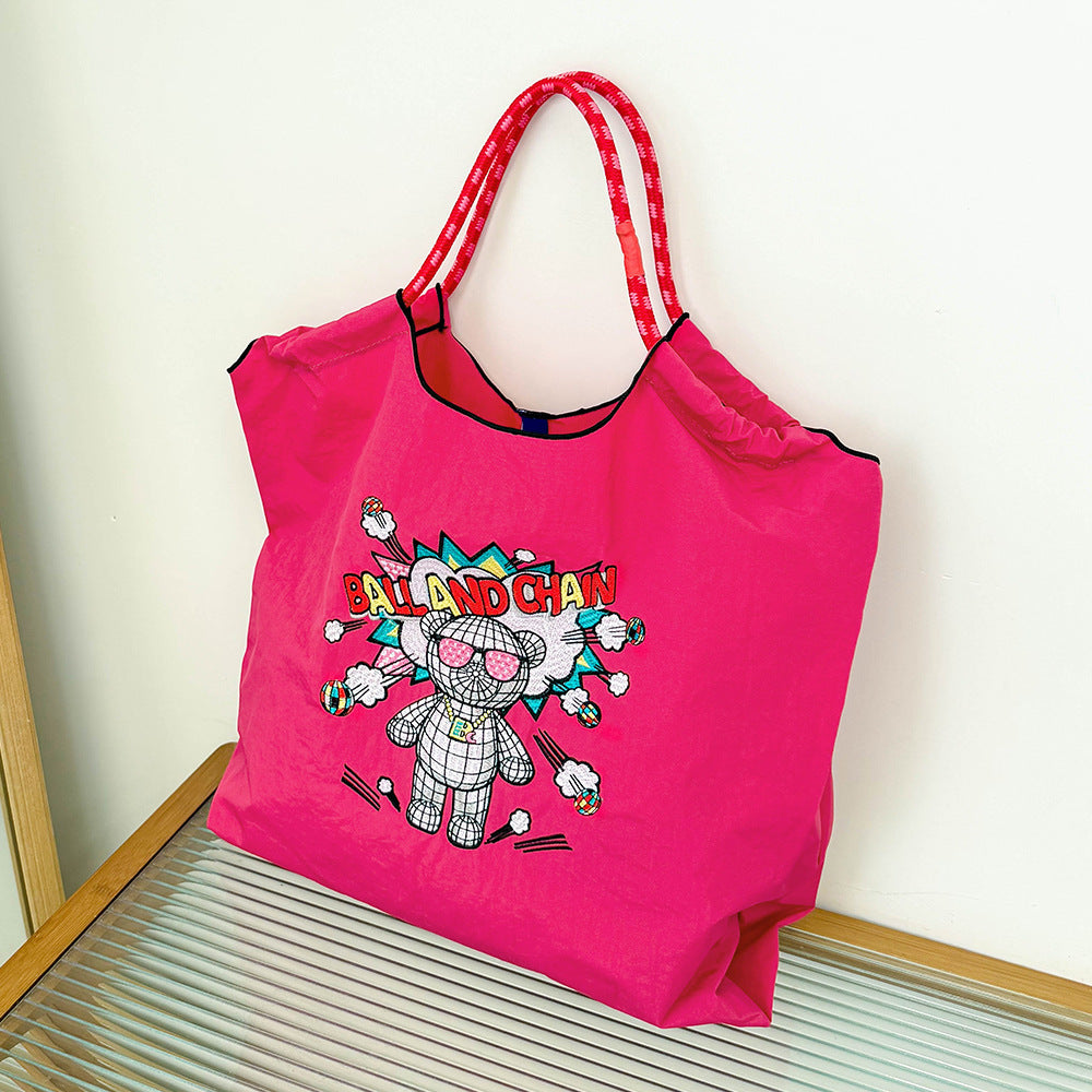 Environmental Protection Waterproof Nylon Embroidery Fashion Large Bags