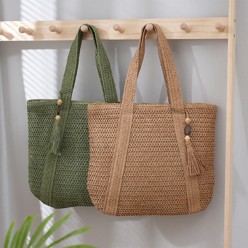 Women's Hand-woven Fashionable Retro Straw Versatile Large Shoulder Bags