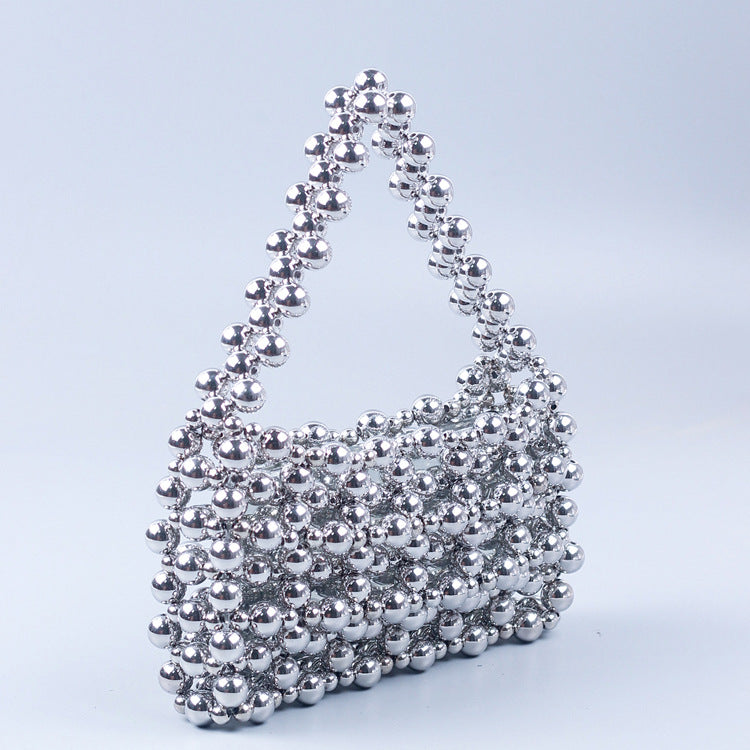 Sier Electroplated Hand-woven Acrylic Street Shooting Handbags