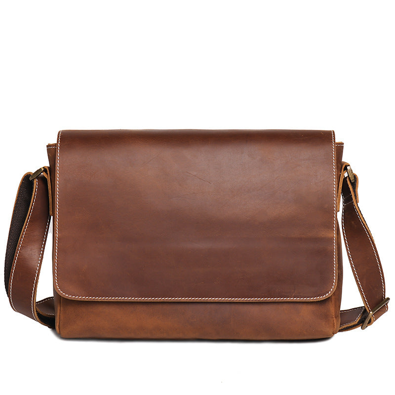 Men's Retro Handmade Cowhide Crazy Horse Leather Men's Messenger Bags