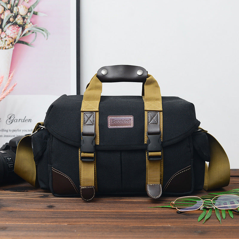 Slouchy Stylish Black Canvas Fishing Lamp Bags