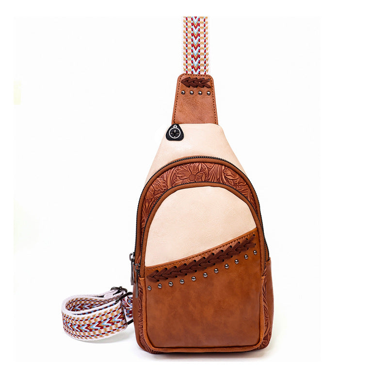 Women's Comfortable Unique Creative Stitching Leather Waist Packs