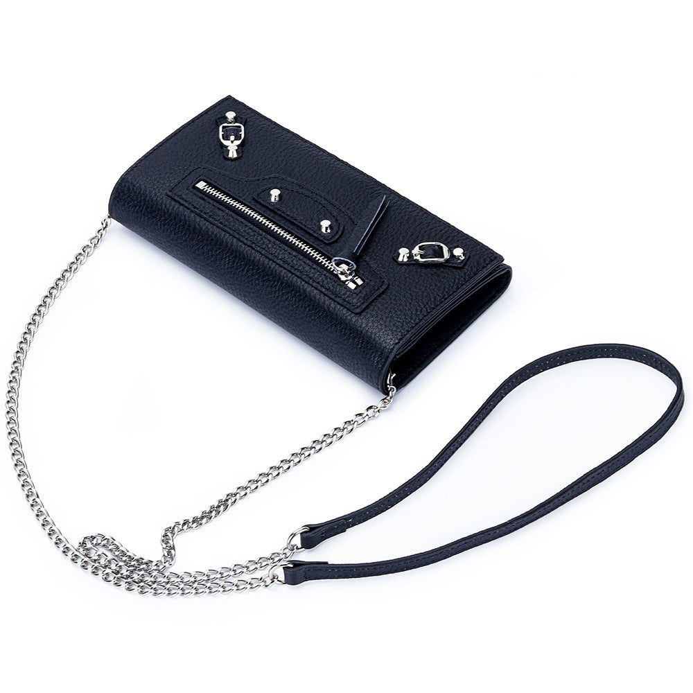 Women's Leather Motorcycle Rivet Chain Light Luxury Fashion Clutch Women's Messenger Bag