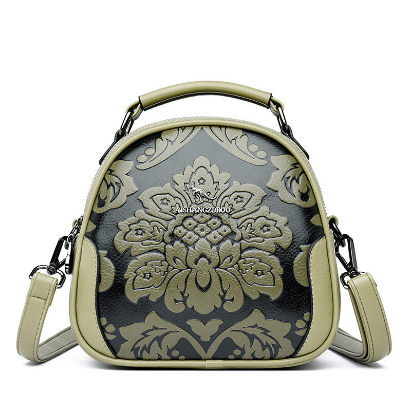 Women's Trendy Round Embossed Mom Euros Shoulder Bags