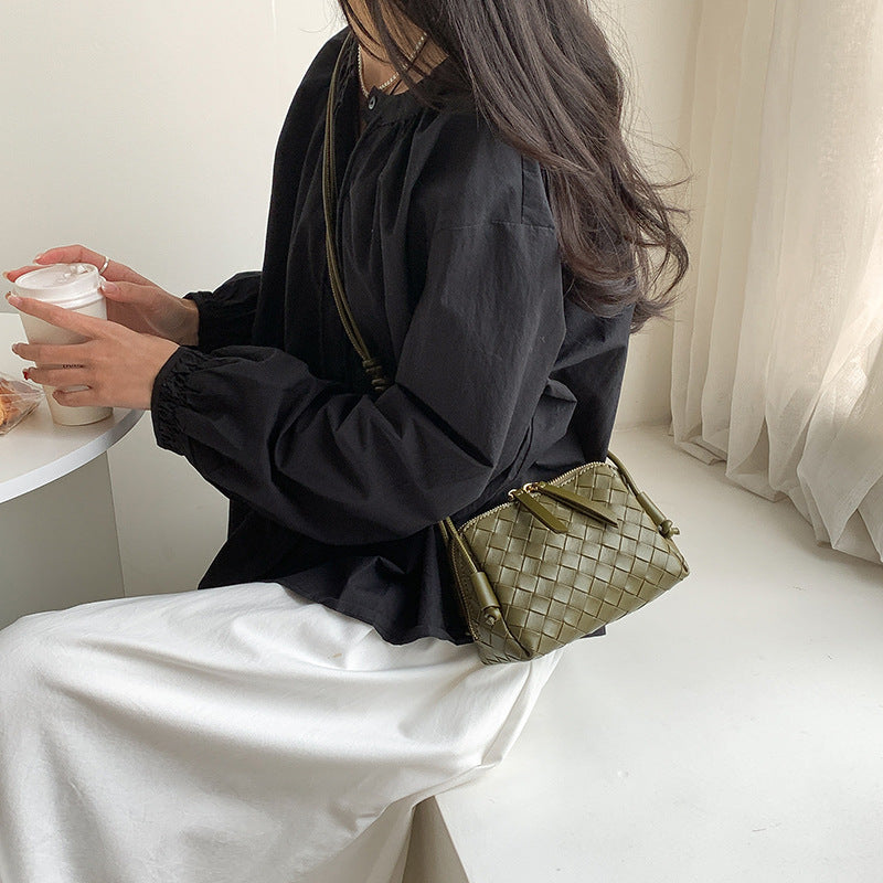 Women's Macaron Color Series Soft Woven Niche Shoulder Bags