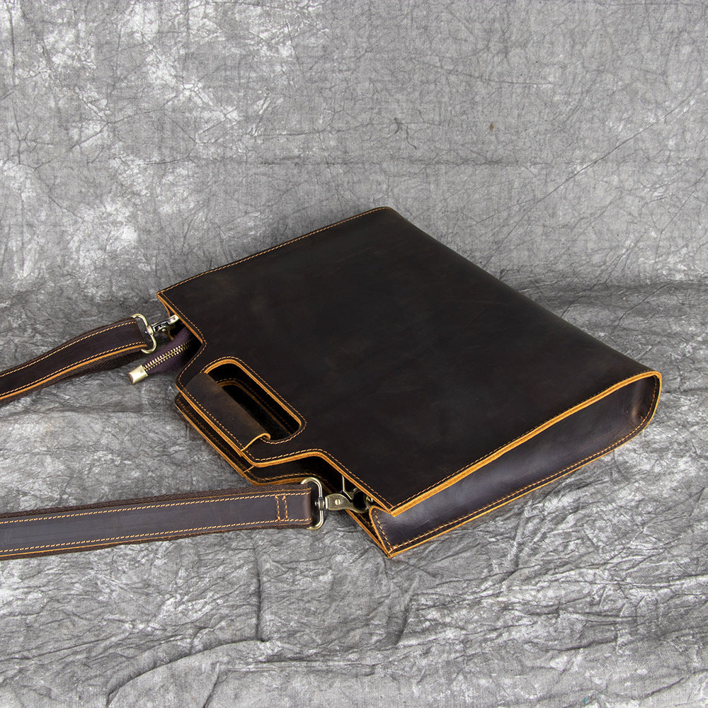 Men's Crazy Horse Leather Portable Horizontal Retro Men's Shoulder Bags