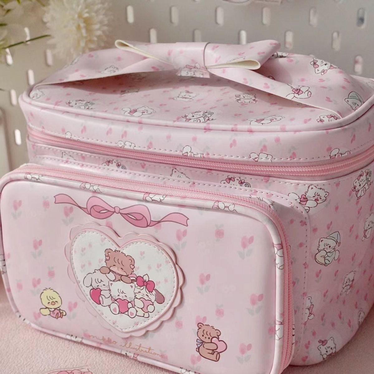 Women's Cute Pink Toiletry Large Capacity Animal Cosmetic Bags
