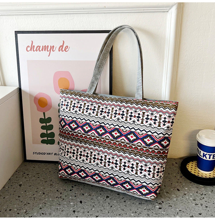 Women's Canvas Large Capacity Printed Korean Style Women's Shoulder Bag